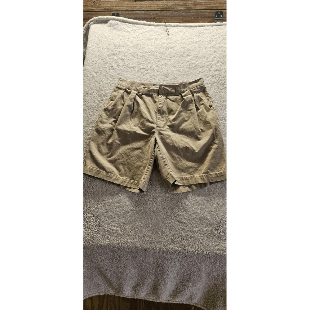 Polo Ralph Lauren Men's Beige Cotton Chino Shorts 32 Pleated Pockets Button Zip
